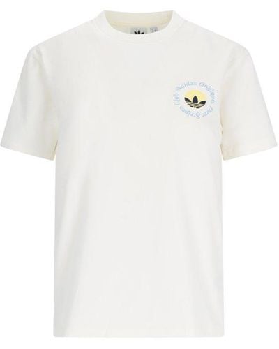 adidas Logo Printed Crewneck T-shirt - White