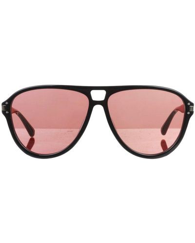 Amiri Black And Pink Aviator Logo Sunglasses