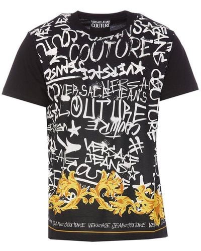 Versace Graphic Printed Crewneck T-shirt - Black