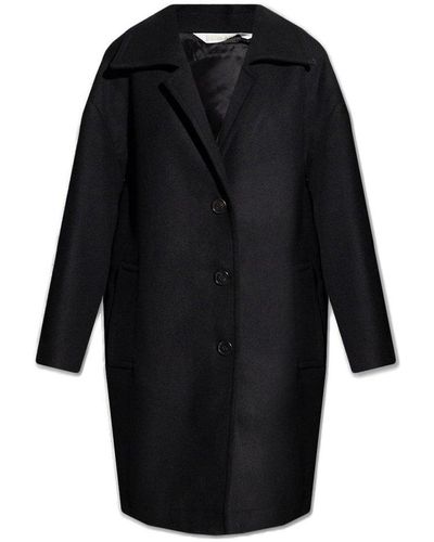 Palm Angels Logo Printed Single-breasted Coat - Black