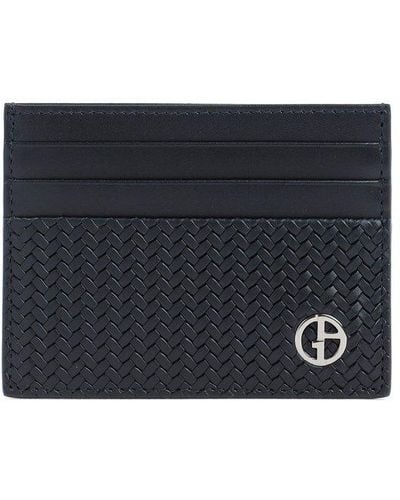 Giorgio Armani Leather Credit Card Holder Smallleathergoods - Black