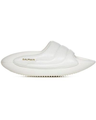Balmain Quilted B-it Mules - White