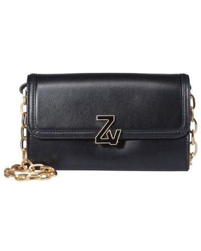 Zadig & Voltaire Logo Plaque Chain-linked Clutch Bag - Black