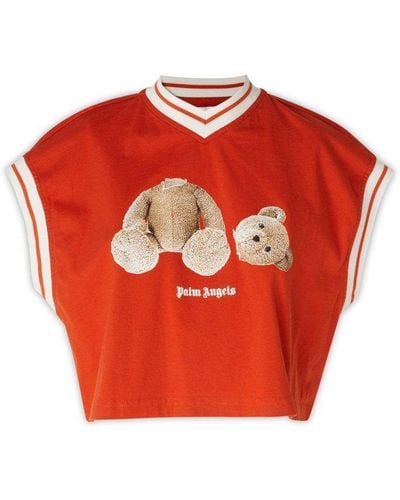 Palm Angels Bear-motif Short-sleeved T-shirt - Orange