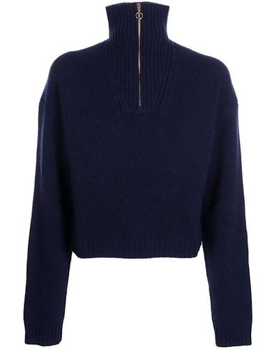 Nanushka Kira High-neck Cropped Sweater - Blue