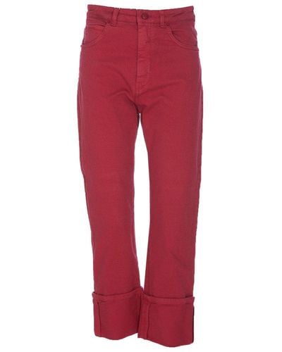 Max Mara Button Detailed Cropped Trousers - Red