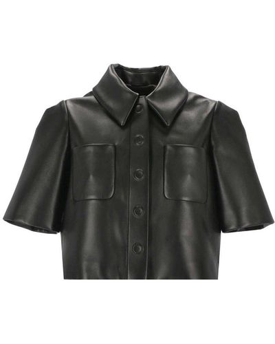 Loewe Cropped Leather Shirt - Black