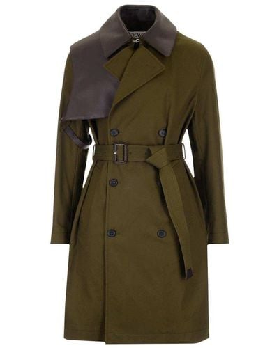 Loewe Military Green Double-breasted Trench Coat