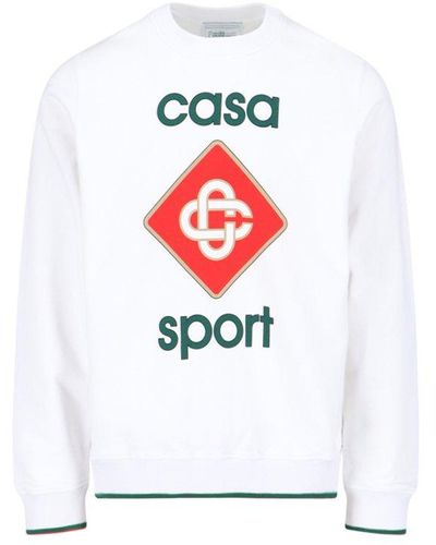 Casablancabrand Logo Printed Crewneck Sweatshirt - White