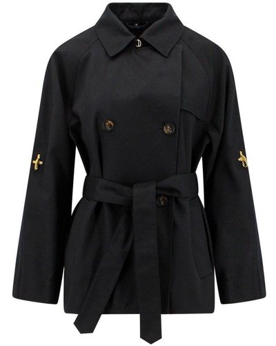 Fay Double-breasted Belted Trench Jacket - Black