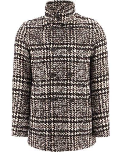 Herno Chequered Tweed Coat - Multicolour
