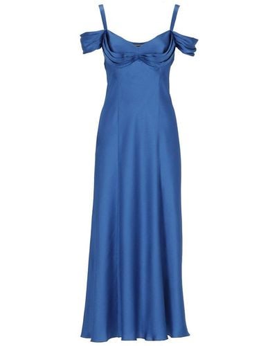 Alberta Ferretti Off-the-shoulder Satin Dress - Blue