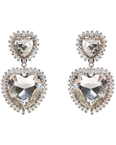 Alessandra Rich Heart Shaped Clip-on Earrings - Metallic