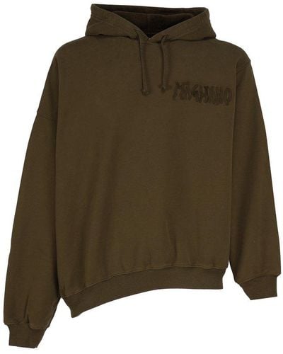 Magliano Logo Embroidered Drawstring Hoodie - Green