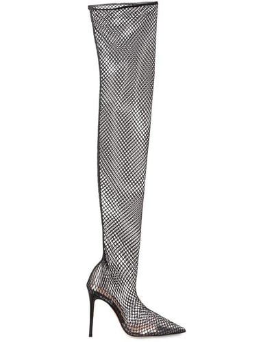 Gianvito Rossi Over-the-knee Mesh Boots - Black