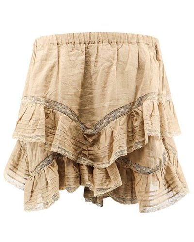 Isabel Marant Jocadia Ruffled Elastic Waist Shorts - Natural