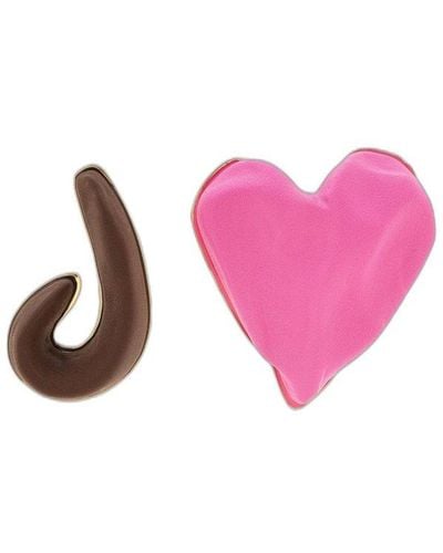 Jacquemus Asymmetrical Heart Stud Earrings - Pink