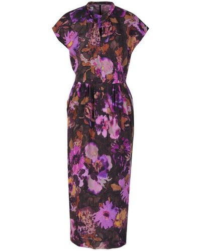 Dries Van Noten Floral Midi Dress - Purple