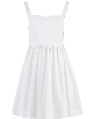 Pinko Sweetheart Neckline Lace-up Mini Dress - White
