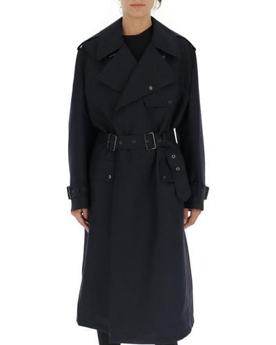 Junya Watanabe Contrasting Paneled Belted Trench Coat - Blue