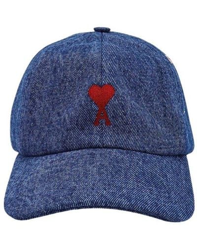 Ami Paris Ami Paris De Coeur Embroidery Cap Hat - Blue