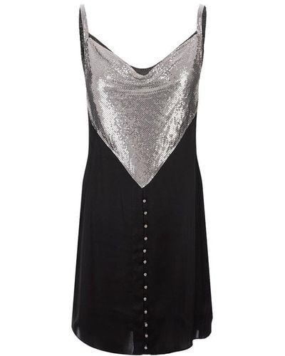 Rabanne Chainmail Panelled Cowl-neck Mini Dress - Black