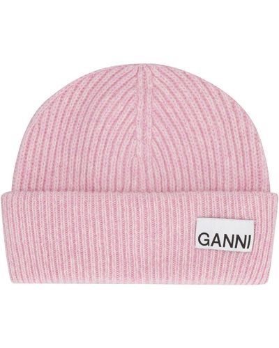 Ganni Ribbed Knit Beanie - Pink