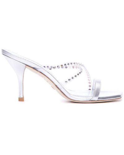 Stuart Weitzman Embellished Slip-on Sandals - White