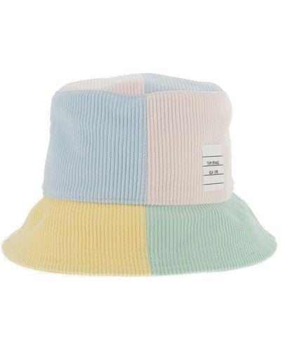 Thom Browne Colorblock Velvet Bucket Hat - Blue
