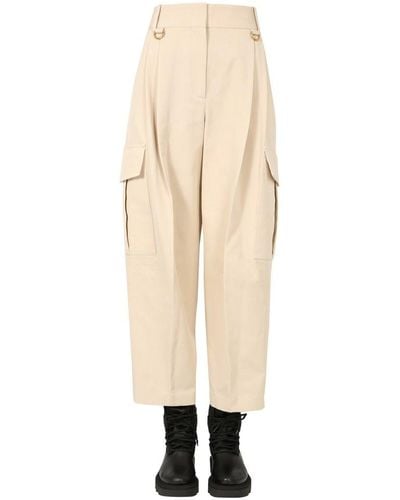 Givenchy Cotton Cargo Pants With Metal Details - Natural
