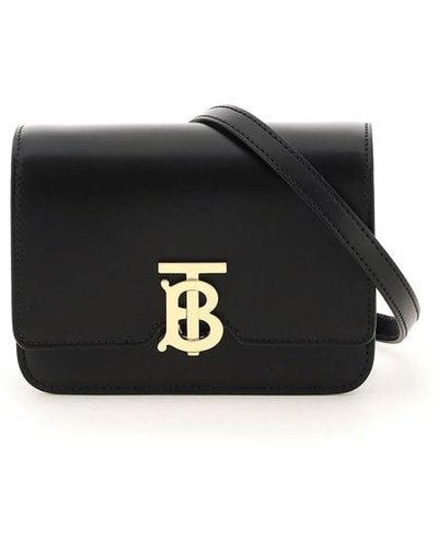 Burberry Tb Mini Leather Bag - Black