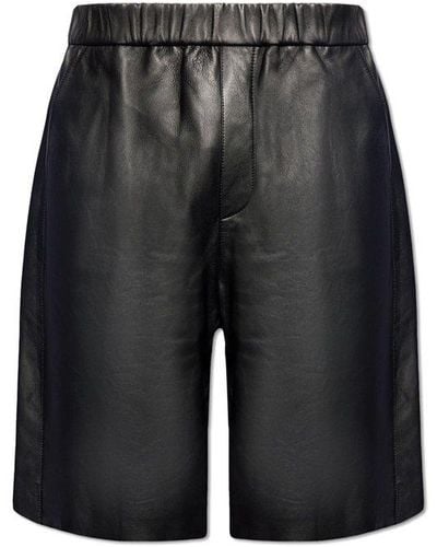 Ami Paris Leather Bermuda Shorts, - Grey