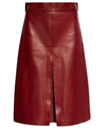 Gucci Leather Skirt, - Red