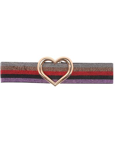 Essentiel Antwerp Heart-shaped Embellished Striped Belt - Red