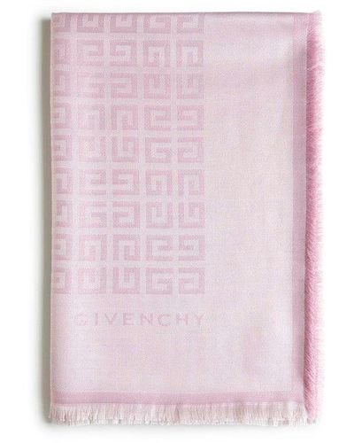 Givenchy 4g Jacquard Frayed Edge Scarf - Pink