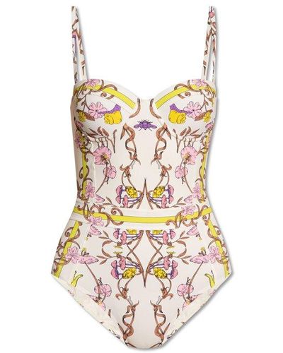 Tory Burch Floral Printed One-piece Swimsuit - White