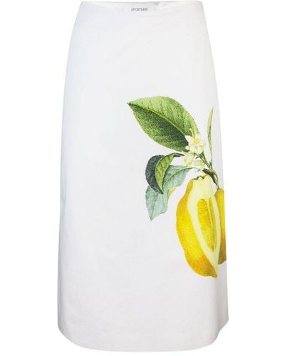 Sportmax Graphic Printed High Waist Skirt - White