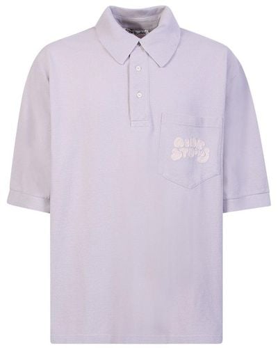 Acne Studios Embroidered-logo Polo Shirt By In Lilac - Purple
