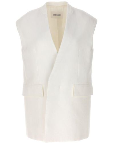 Jil Sander Straight Hem Oversized Tailored Vest - White