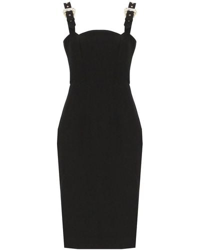 Versace Bodycon Sleeveless Midi Dress - Black