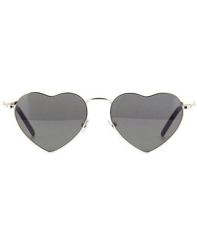 Saint Laurent Loulou Heart Frame Sunglasses - Metallic