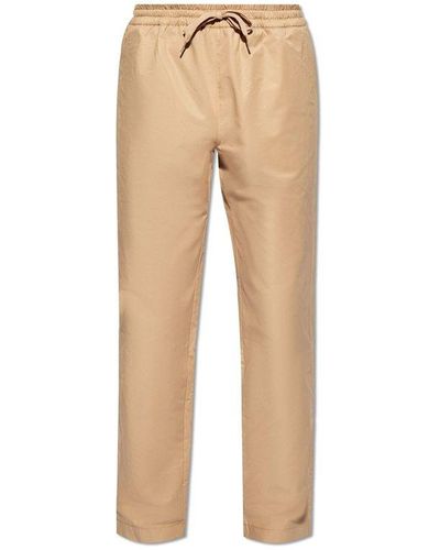 Moschino Pants With Embroidered Logo, - Natural