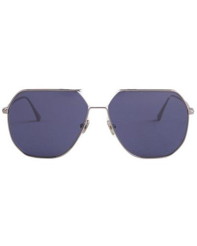 Tom Ford Double Bridge Navigator-frame Sunglasses - Metallic