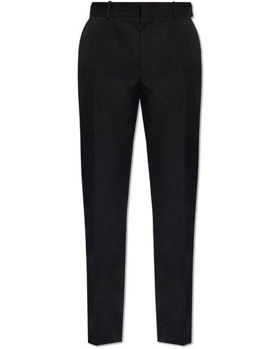 Alexander McQueen Wool Pleat-front Pants, - Black