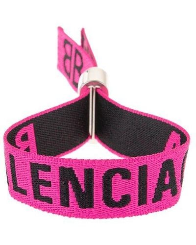 Balenciaga Fuchsia And Black Party Bracelet - Pink