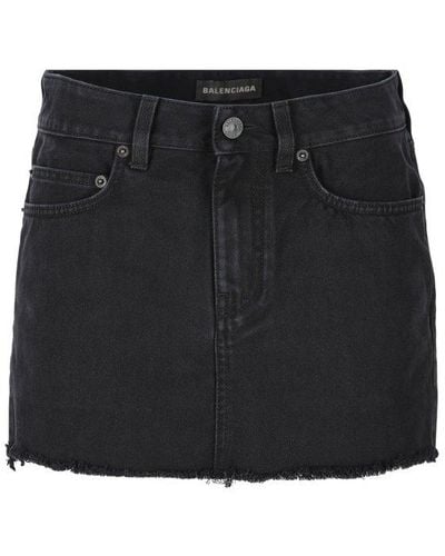Balenciaga Cut-off Denim Skirt - Black