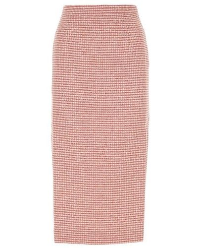 Alessandra Rich Slit-detailed Tweed Midi Skirt - Pink