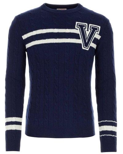 Valentino Vlogo Knitted Jumper - Blue