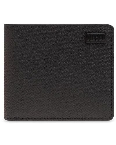 DIESEL Touchture 1dr Logo Plaque Bi-fold Wallet - Black