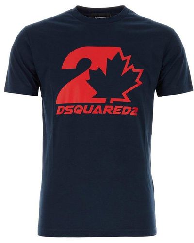 DSquared² Logo Printed Crewneck T-shirt - Blue